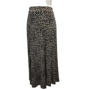 Coldwater Creek Womens Skirt Small Black Brown Slinky Stretch Long Modest A Line